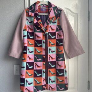 Emily in Paris style Bendita Seas Shoe Novelty Print 60s Style Designer Jacket
